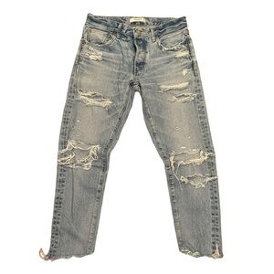 Moussy Vintage Womans Distressed Torn Straight Jeans
